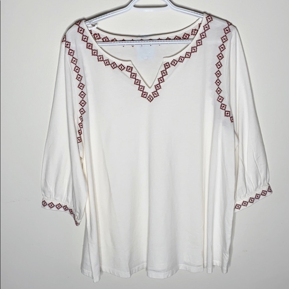 Ryllace organic cotton blend embroidered blouse size 1X